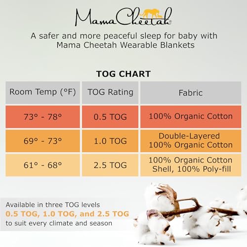 Mama Cheetah Toddler Sleep Sack 3T-4T 25 TOG Organic Cotton