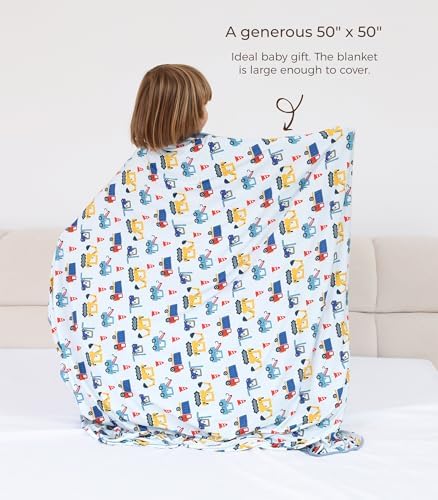 DREAMHALO Bamboo Stretchy Baby Blanket 50 x 50 Blue