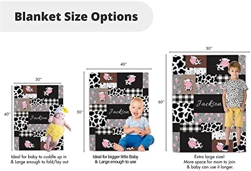 Personalized Cow Print Baby Blanket with Name