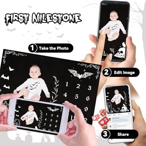 Gothic Baby Milestone Blanket 50x40 Inches Halloween Decor