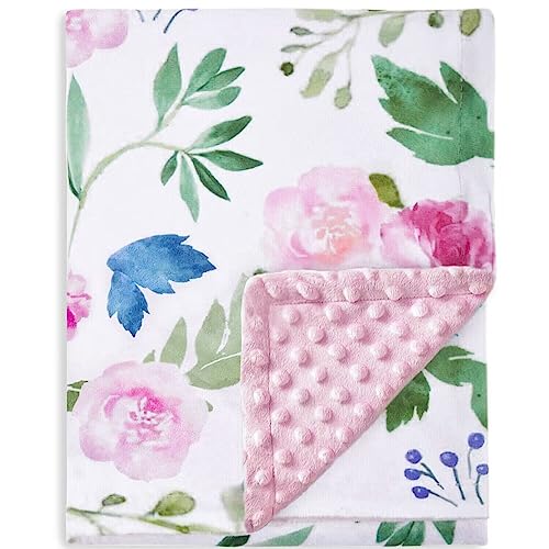 HOMRITAR Baby Blanket for Girls Super Soft Double Layer Minky