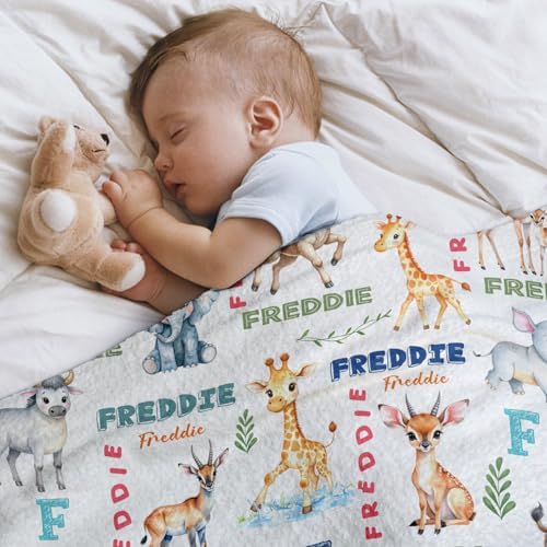 Zocoshi Personalized Safari Baby Blanket with Custom Name 1