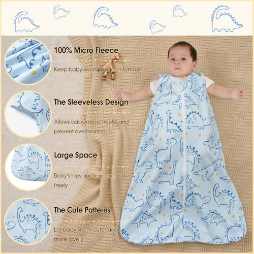 PHF 3 Pack Dinosaur Micro-Fleece Sleep Sack 0-6 Months