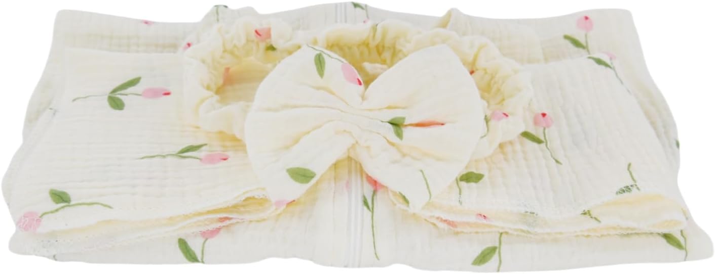 4 PCS Baby Girl Sleep Sack Set with Headband Burp Cloths