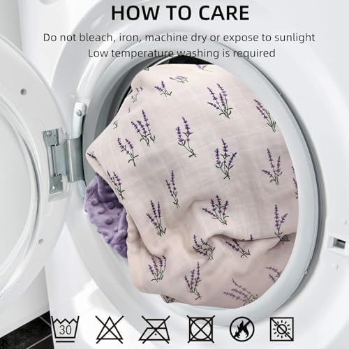 LifeTree Baby Blanket - Soft Double Layer Swaddle Lavender 31x40 Inches