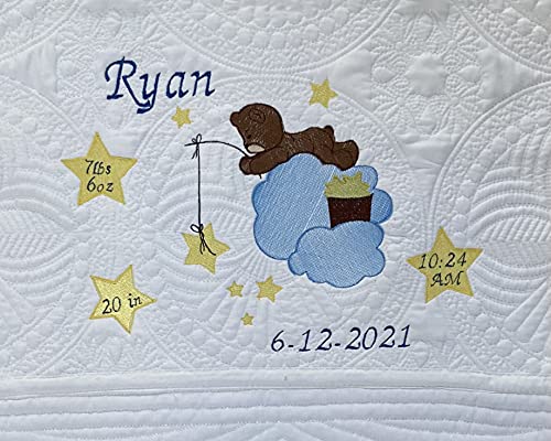 Personalized Baby Blanket with Teddy Bear Stars 1