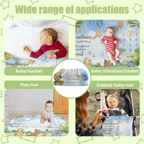 Winnie The Pooh Baby Milestone Blanket with Photo Frames
