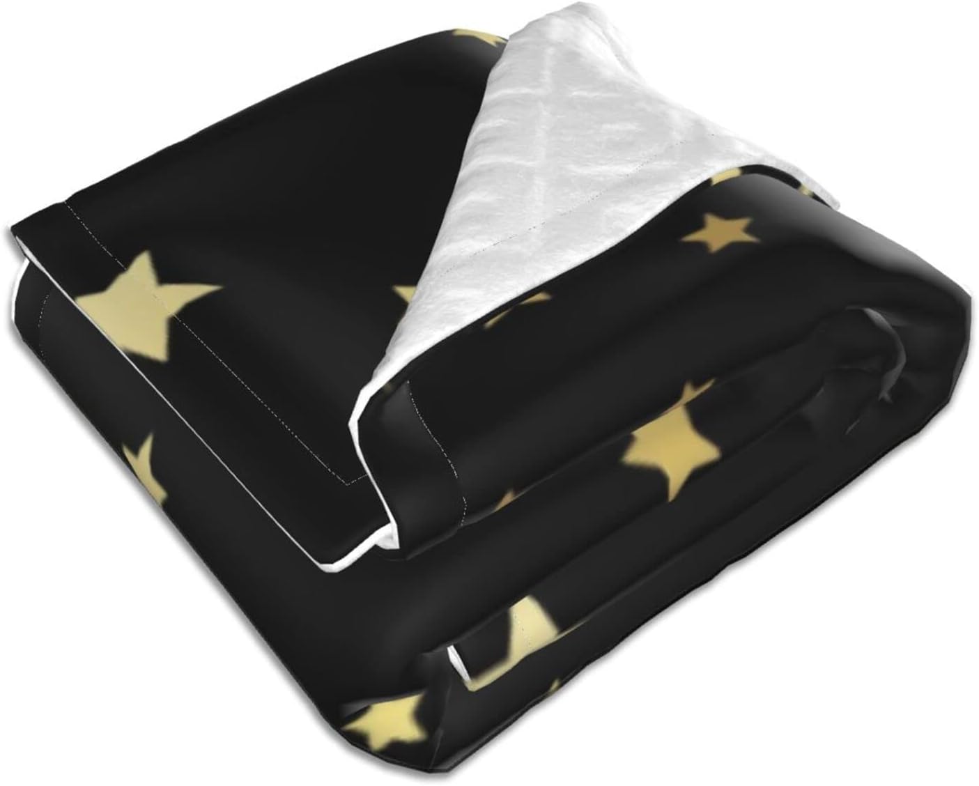 DKJlitter Baby Blanket Gold Stars on Black
