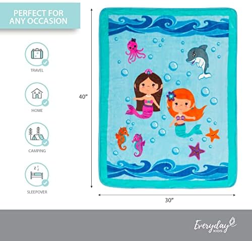 EVERYDAY KIDS Toddler Throw Blanket - Mermaids Undersea Adventure 30 x 40