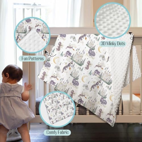 Mink Baby Blanket with Purple Dragon Design