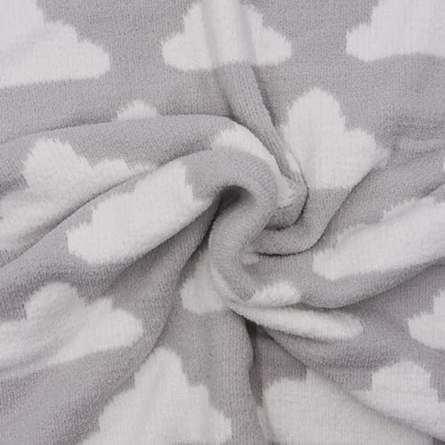 LITTLE CELEBRITY Chenille Baby Blanket 40x30 Inches Grey Clouds 1
