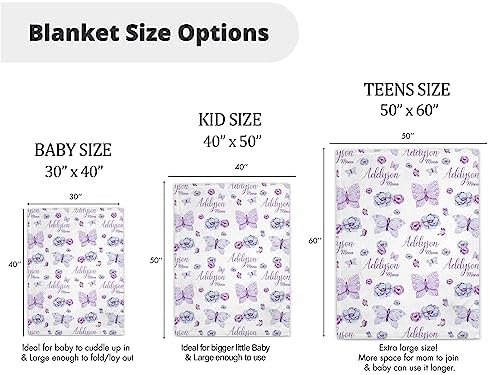 Personalized Baby Blanket for Girls - Flannel Butterfly Crib Decor