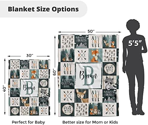 Personalized Woodland Baby Blanket for Boys with Name 1