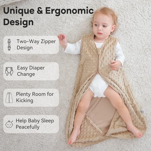 Unnivoll Fleece Sleep Sack 0-6 Months with Plush Dots 15 Tog