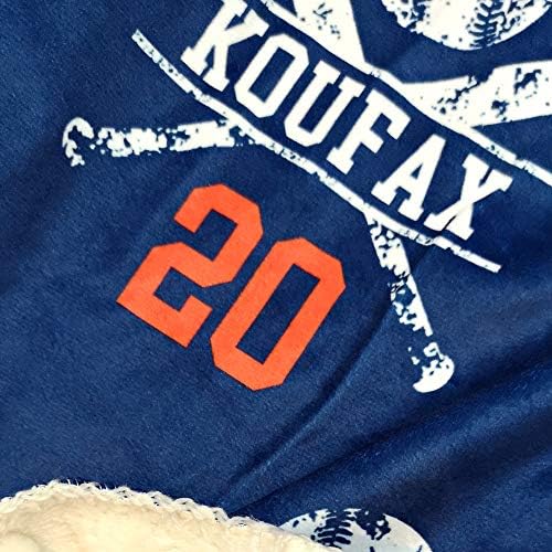Nictimeid Baseball Blanket with Baby Name and Team Number Navy 30x40in