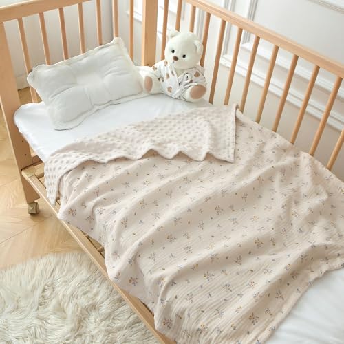 DaysU Super Soft Reversible Baby Blanket with Floral Design