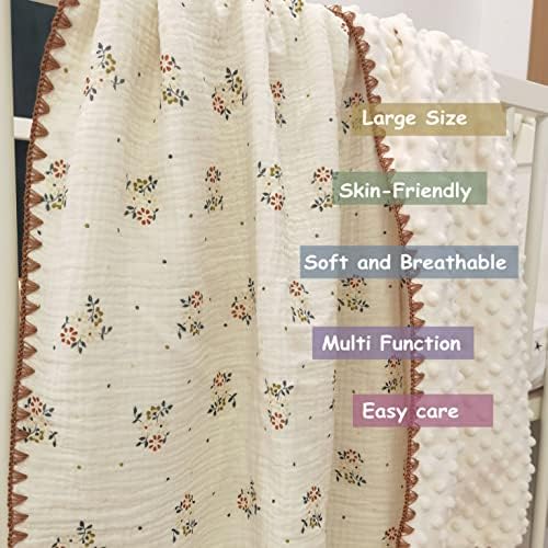40x40 Inch Cotton Muslin Blanket with Dotted Backing