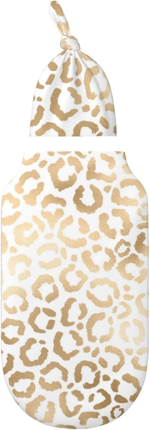 Soft Stretchy Newborn Swaddle Blanket and Headband Set