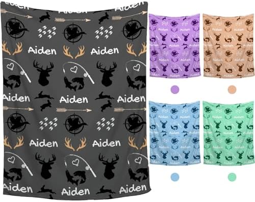 Customized Deer Duck Fish Woodland Baby Blanket 30x40