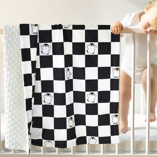 BEILIMU Checkered Baby Blanket with Dotted Backing
