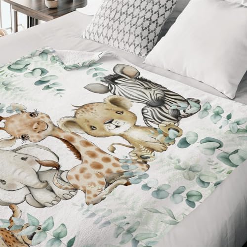 HawSkgFub Flannel Fleece Baby Blanket with African Animals