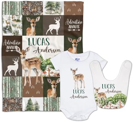 Personalized Baby Deer Blanket Woodland Theme