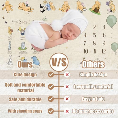 Winnie Baby Milestone Blanket with 16 Moments Cardstock