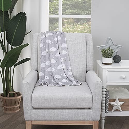 NoJo Super Soft Clouds Stars Plush Blanket Grey