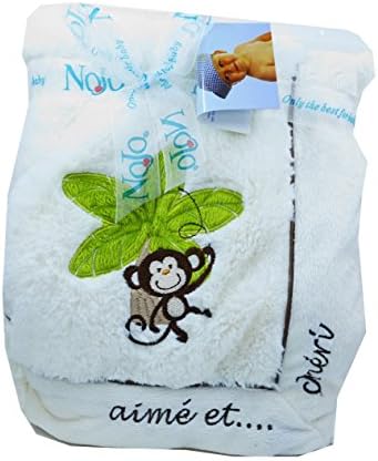 NoJo Plush Applique Newborn Receiving Blanket - Monkey Ivory