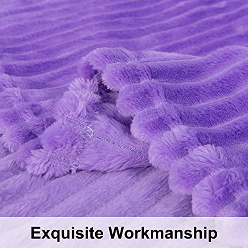 NTBAY Plush Flannel Baby Blanket with Stripe Pattern 30x40 Inches Purple