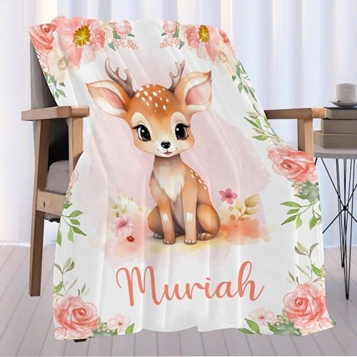 Custom Deer Baby Name Blanket - Personalized for Toddlers and Kids