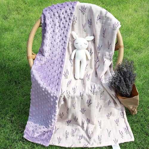 LifeTree Baby Blanket - Soft Double Layer Swaddle Lavender 31x40 Inches