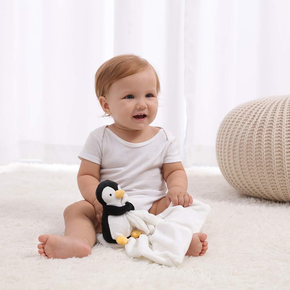 Apricot Lamb Black Penguin Security Blanket for Infants