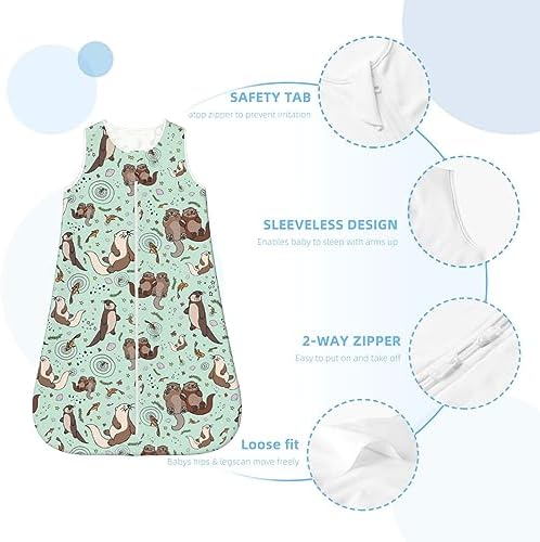 Mvirnsw Sea Otters Green Baby Sleep Sack Soft Sleeveless Transition Blanket