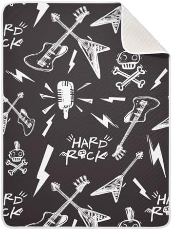 Pigsaly Rock Roll Lightnings Skull Baby Blanket 30x40in