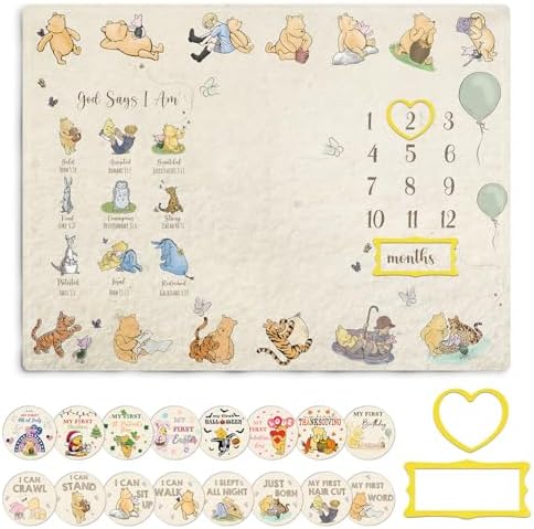 Winnie Baby Milestone Blanket with 16 Moments Cardstock