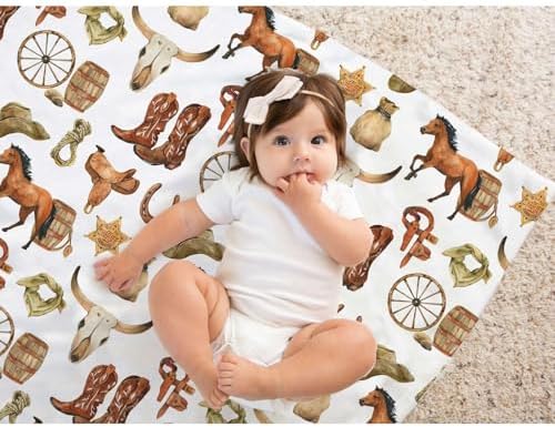 Western Cowboy Baby Blanket for Boys 30x40 Inch