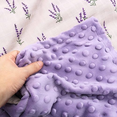 LifeTree Baby Blanket - Soft Double Layer Swaddle Lavender 31x40 Inches