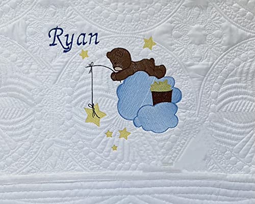 Personalized Baby Blanket with Teddy Bear Stars 1