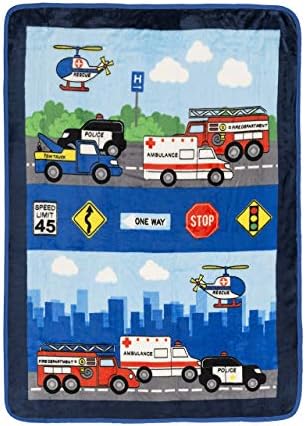 EVERYDAY KIDS Toddler Throw Blanket - Fire and Police Rescue Design