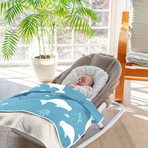 Pigsaly Beluga Whale Baby Blanket 30x40 Inches
