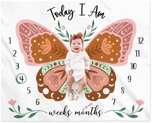 Boho Baby Blanket with Butterfly Floral Decor