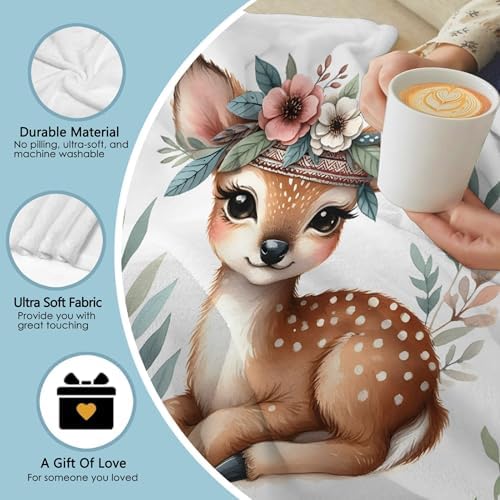 Aniruddha Personalized Deer Baby Blanket Toddler Size 30x40