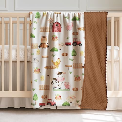 Locobird Farm Animals Baby Blanket 30x40 Inches Minky Crib Cover