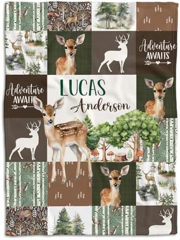 Personalized Baby Deer Blanket Woodland Theme