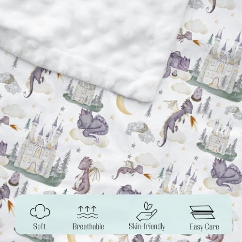 Mink Baby Blanket with Purple Dragon Design