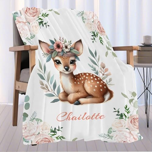 Aniruddha Personalized Deer Baby Blanket Toddler Size 30x40