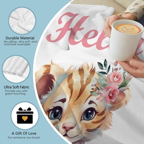Custom Tiger Baby Blanket with Name for Newborns and Toddlers