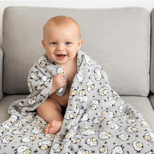 Gray Sheep Plush Baby Blanket Soft and Cozy for Newborns