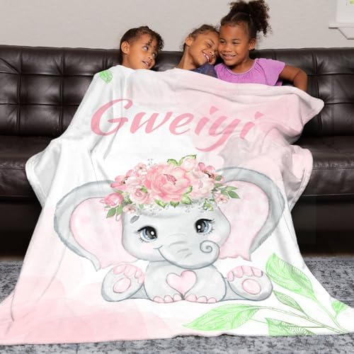 Personalized Baby Elephant Blanket 30x40 Inches